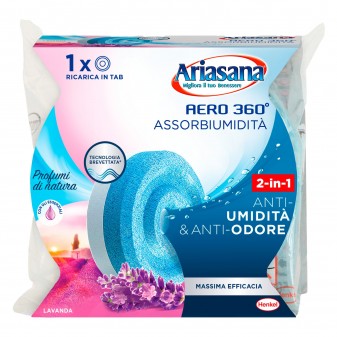 Ariasana Tab 2in1 Assorbiumidità e Anti Odore Lavanda per Aero 360°  - Confezione con 1 Ricarica