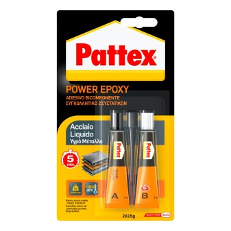 Pattex Power Epoxy Acciaio Liquido Adesivo Bicomponente - 2 Flaconi da 15g