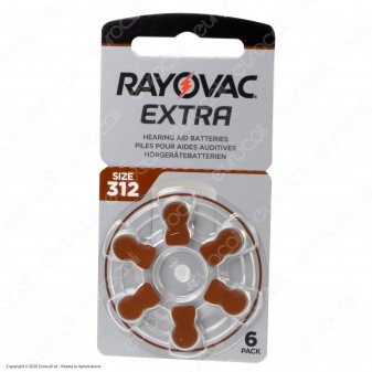 Rayovac Extra Misura 312 - Blister 6 Batterie per Protesi Acustiche