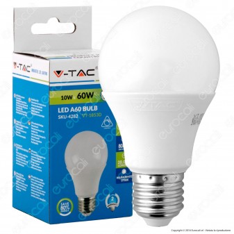 V-Tac VT-1853D Lampadina LED E27 10W Bulb A60 Dimmerabile - SKU 4282