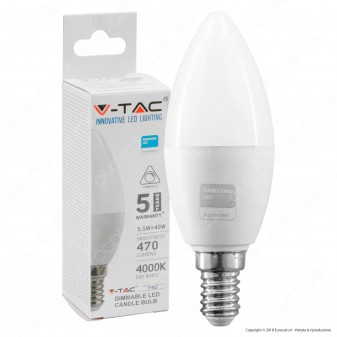 V-Tac PRO VT-293D Lampadina LED E14 5,5W Candela Chip Samsung Dimmerabile -...