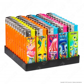SmokeTrip Color Accendini Elettronici Fantasia Mushroom - Box da 50 Accendini